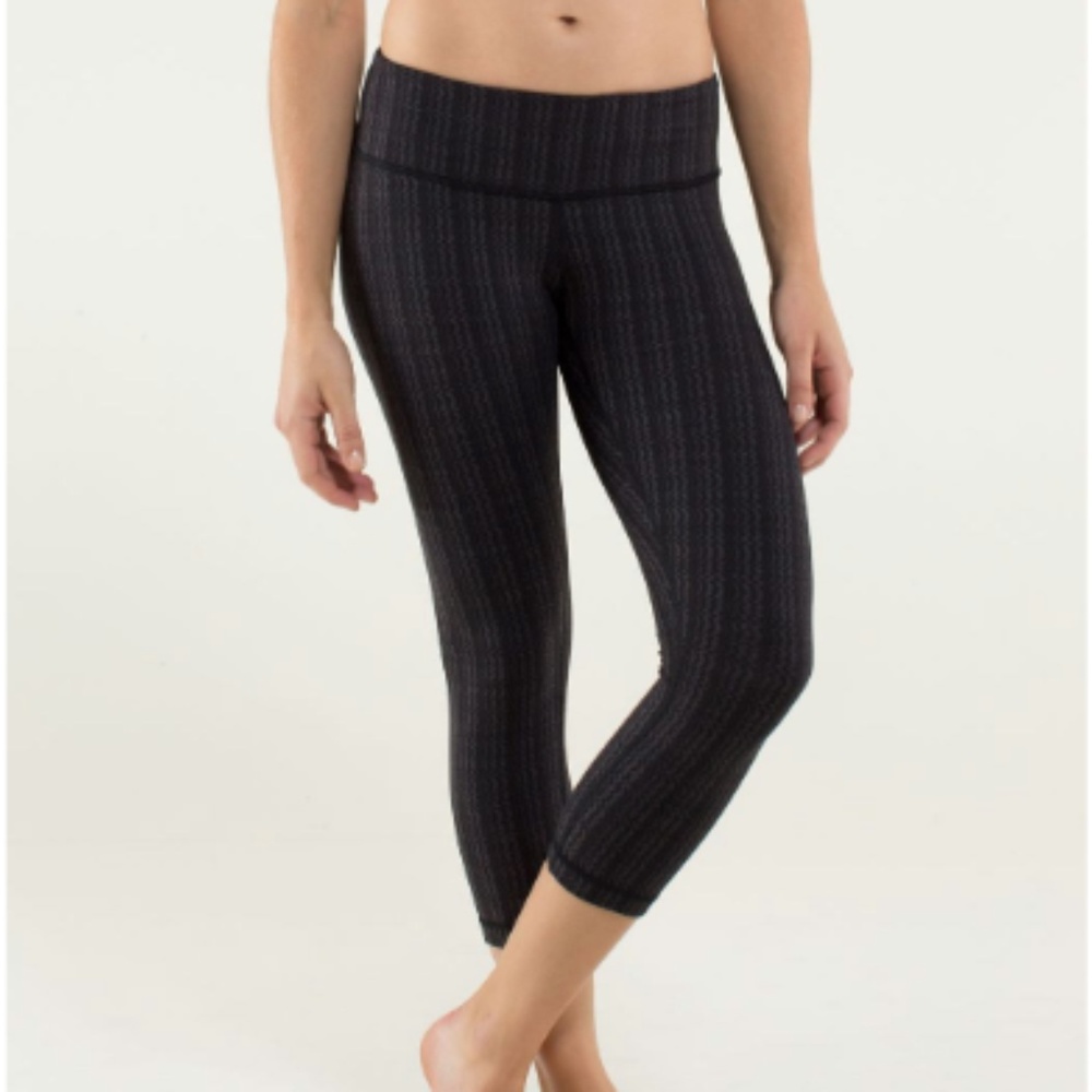 Lululemon Wunder Under Crop Ziggy Wee Black/Grey - Picture 2 of 7
